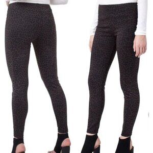 Liverpool Leggings Womens 14‎ Ankle Brown Black Cheetah Print Reese Ponte Knit